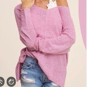 New/no tag La Miel Pink V-Neck-S (can be off one shoulder!)